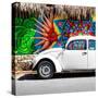 ¡Viva Mexico! Square Collection - White VW Beetle Car in Cancun-Philippe Hugonnard-Stretched Canvas