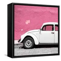 ¡Viva Mexico! Square Collection - White VW Beetle Car & Pink Wall-Philippe Hugonnard-Framed Stretched Canvas