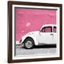 ¡Viva Mexico! Square Collection - White VW Beetle Car & Pink Wall-Philippe Hugonnard-Framed Photographic Print