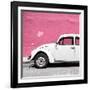 ¡Viva Mexico! Square Collection - White VW Beetle Car & Pink Wall-Philippe Hugonnard-Framed Photographic Print