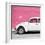 ¡Viva Mexico! Square Collection - White VW Beetle Car & Pink Wall-Philippe Hugonnard-Framed Photographic Print