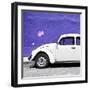 ¡Viva Mexico! Square Collection - White VW Beetle Car & Purple Wall-Philippe Hugonnard-Framed Photographic Print