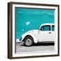 ¡Viva Mexico! Square Collection - White VW Beetle Car & Turquoise Wall-Philippe Hugonnard-Framed Photographic Print