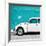 ¡Viva Mexico! Square Collection - White VW Beetle Car & Turquoise Wall-Philippe Hugonnard-Framed Photographic Print