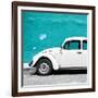 ¡Viva Mexico! Square Collection - White VW Beetle Car & Turquoise Wall-Philippe Hugonnard-Framed Photographic Print