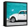 ¡Viva Mexico! Square Collection - White VW Beetle Car & Turquoise Wall-Philippe Hugonnard-Framed Stretched Canvas