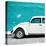 ¡Viva Mexico! Square Collection - White VW Beetle Car & Turquoise Wall-Philippe Hugonnard-Stretched Canvas