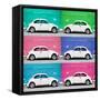 ¡Viva Mexico! Square Collection - White VW Beetle Cars & Color Walls II-Philippe Hugonnard-Framed Stretched Canvas