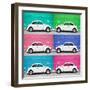 ¡Viva Mexico! Square Collection - White VW Beetle Cars & Color Walls II-Philippe Hugonnard-Framed Photographic Print