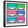 ¡Viva Mexico! Square Collection - White VW Beetle Cars & Color Walls II-Philippe Hugonnard-Framed Photographic Print