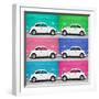 ¡Viva Mexico! Square Collection - White VW Beetle Cars & Color Walls II-Philippe Hugonnard-Framed Photographic Print