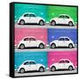 ¡Viva Mexico! Square Collection - White VW Beetle Cars & Color Walls II-Philippe Hugonnard-Framed Stretched Canvas