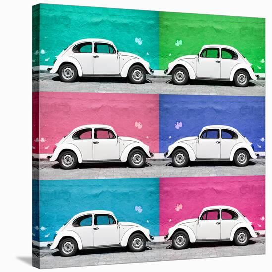 ¡Viva Mexico! Square Collection - White VW Beetle Cars & Color Walls II-Philippe Hugonnard-Stretched Canvas