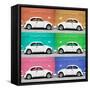 ¡Viva Mexico! Square Collection - White VW Beetle Cars & Color Walls-Philippe Hugonnard-Framed Stretched Canvas