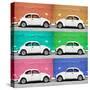 ¡Viva Mexico! Square Collection - White VW Beetle Cars & Color Walls-Philippe Hugonnard-Stretched Canvas