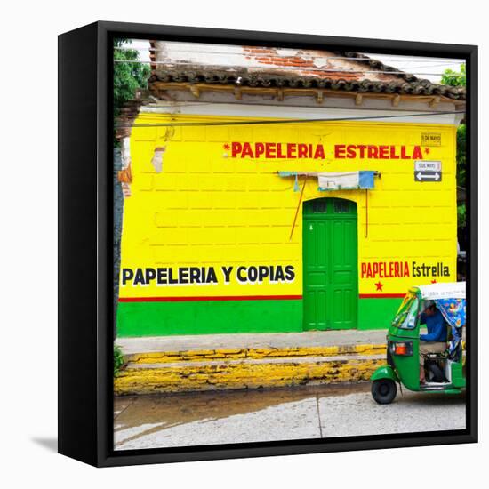 ¡Viva Mexico! Square Collection - Yellow Papeleria-Philippe Hugonnard-Framed Stretched Canvas