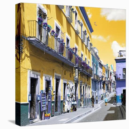 ¡Viva Mexico! Square Collection - Yellow Street in Guanajuato-Philippe Hugonnard-Stretched Canvas