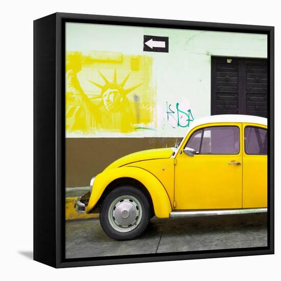 ¡Viva Mexico! Square Collection - Yellow VW Beetle Car and American Graffiti-Philippe Hugonnard-Framed Stretched Canvas