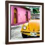 ¡Viva Mexico! Square Collection - Yellow VW Beetle Car and Colorful House-Philippe Hugonnard-Framed Photographic Print