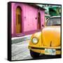 ¡Viva Mexico! Square Collection - Yellow VW Beetle Car and Colorful House-Philippe Hugonnard-Framed Stretched Canvas