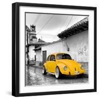 ¡Viva Mexico! Square Collection - Yellow VW Beetle Car in San Cristobal de Las Casas-Philippe Hugonnard-Framed Photographic Print