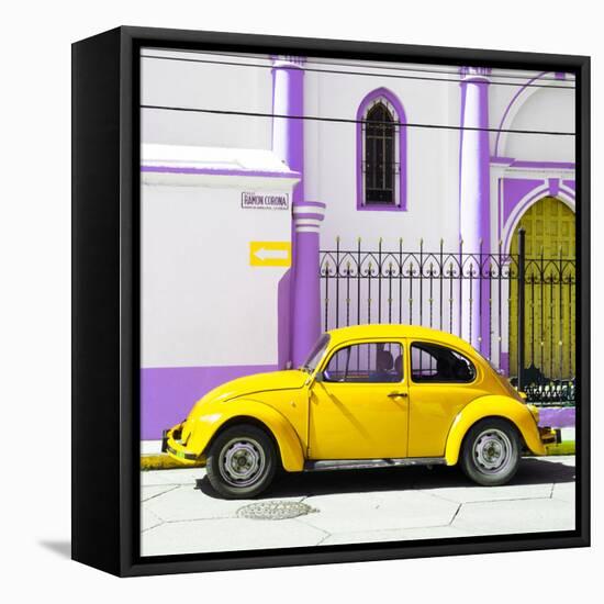 ¡Viva Mexico! Square Collection - Yellow VW Beetle in San Cristobal-Philippe Hugonnard-Framed Stretched Canvas