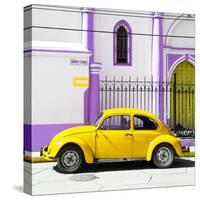 ¡Viva Mexico! Square Collection - Yellow VW Beetle in San Cristobal-Philippe Hugonnard-Stretched Canvas