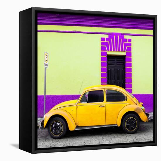 ¡Viva Mexico! Square Collection - Yellow VW Beetle - San Cristobal-Philippe Hugonnard-Framed Stretched Canvas