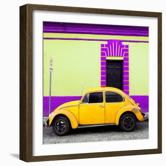 ¡Viva Mexico! Square Collection - Yellow VW Beetle - San Cristobal-Philippe Hugonnard-Framed Photographic Print