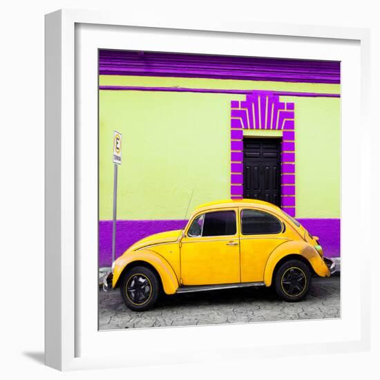¡Viva Mexico! Square Collection - Yellow VW Beetle - San Cristobal-Philippe Hugonnard-Framed Photographic Print