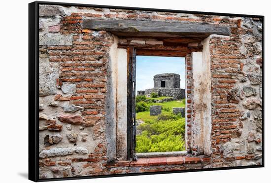 ¡Viva Mexico! Window View - Ancient Mayan Fortress in Tulum-Philippe Hugonnard-Framed Stretched Canvas