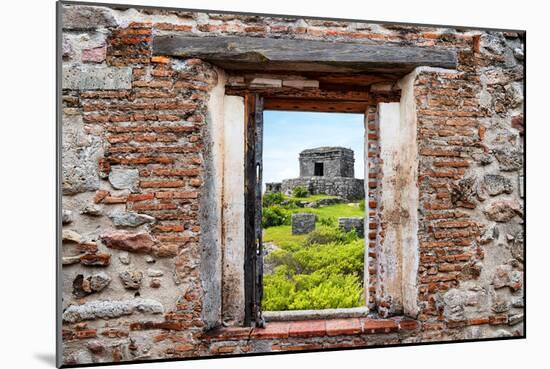 ¡Viva Mexico! Window View - Ancient Mayan Fortress in Tulum-Philippe Hugonnard-Mounted Photographic Print