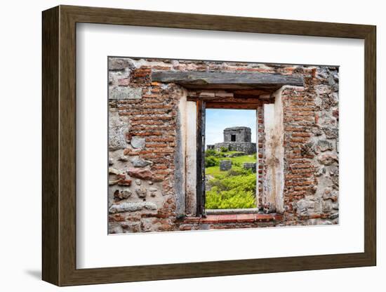 ¡Viva Mexico! Window View - Ancient Mayan Fortress in Tulum-Philippe Hugonnard-Framed Photographic Print