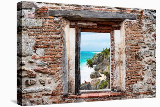 ¡Viva Mexico! Window View - Caribbean Coastline in Tulum-Philippe Hugonnard-Stretched Canvas