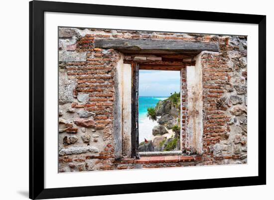 ¡Viva Mexico! Window View - Caribbean Coastline in Tulum-Philippe Hugonnard-Framed Photographic Print