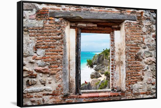 ¡Viva Mexico! Window View - Caribbean Coastline in Tulum-Philippe Hugonnard-Framed Stretched Canvas