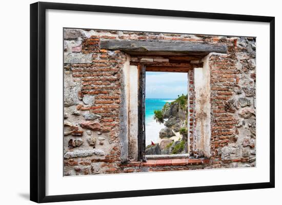 ¡Viva Mexico! Window View - Caribbean Coastline in Tulum-Philippe Hugonnard-Framed Photographic Print