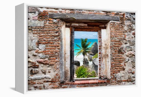 ?Viva Mexico! Window View - Caribbean Coastline in Tulum-Philippe Hugonnard-Framed Stretched Canvas