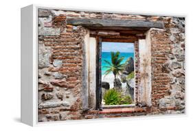 ?Viva Mexico! Window View - Caribbean Coastline in Tulum-Philippe Hugonnard-Framed Stretched Canvas