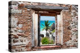 ?Viva Mexico! Window View - Caribbean Coastline in Tulum-Philippe Hugonnard-Stretched Canvas