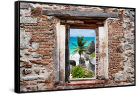 ?Viva Mexico! Window View - Caribbean Coastline in Tulum-Philippe Hugonnard-Framed Stretched Canvas