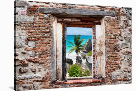 ?Viva Mexico! Window View - Caribbean Coastline in Tulum-Philippe Hugonnard-Stretched Canvas