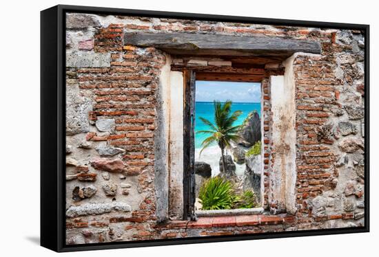 ?Viva Mexico! Window View - Caribbean Coastline in Tulum-Philippe Hugonnard-Framed Stretched Canvas