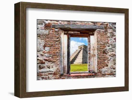 ¡Viva Mexico! Window View - El Castillo Pyramid of the Chichen Itza-Philippe Hugonnard-Framed Photographic Print