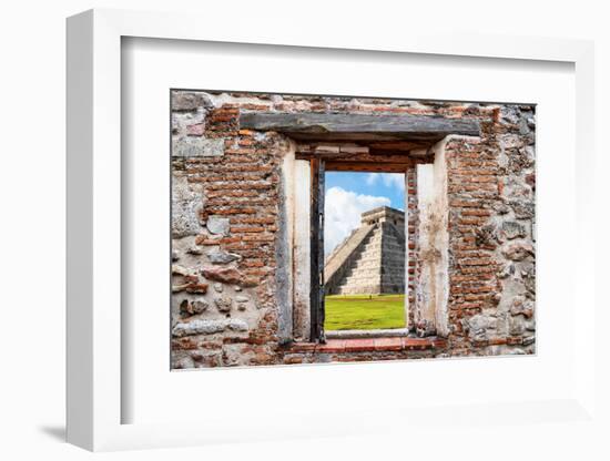 ¡Viva Mexico! Window View - El Castillo Pyramid of the Chichen Itza-Philippe Hugonnard-Framed Photographic Print