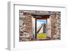 ¡Viva Mexico! Window View - El Castillo Pyramid of the Chichen Itza-Philippe Hugonnard-Framed Photographic Print