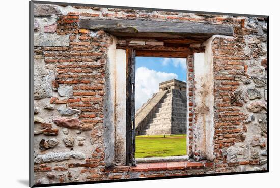 ¡Viva Mexico! Window View - El Castillo Pyramid of the Chichen Itza-Philippe Hugonnard-Mounted Photographic Print