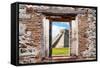 ¡Viva Mexico! Window View - El Castillo Pyramid of the Chichen Itza-Philippe Hugonnard-Framed Stretched Canvas