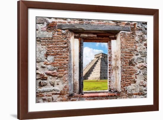 ¡Viva Mexico! Window View - El Castillo Pyramid of the Chichen Itza-Philippe Hugonnard-Framed Photographic Print