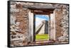 ¡Viva Mexico! Window View - El Castillo Pyramid of the Chichen Itza-Philippe Hugonnard-Framed Stretched Canvas